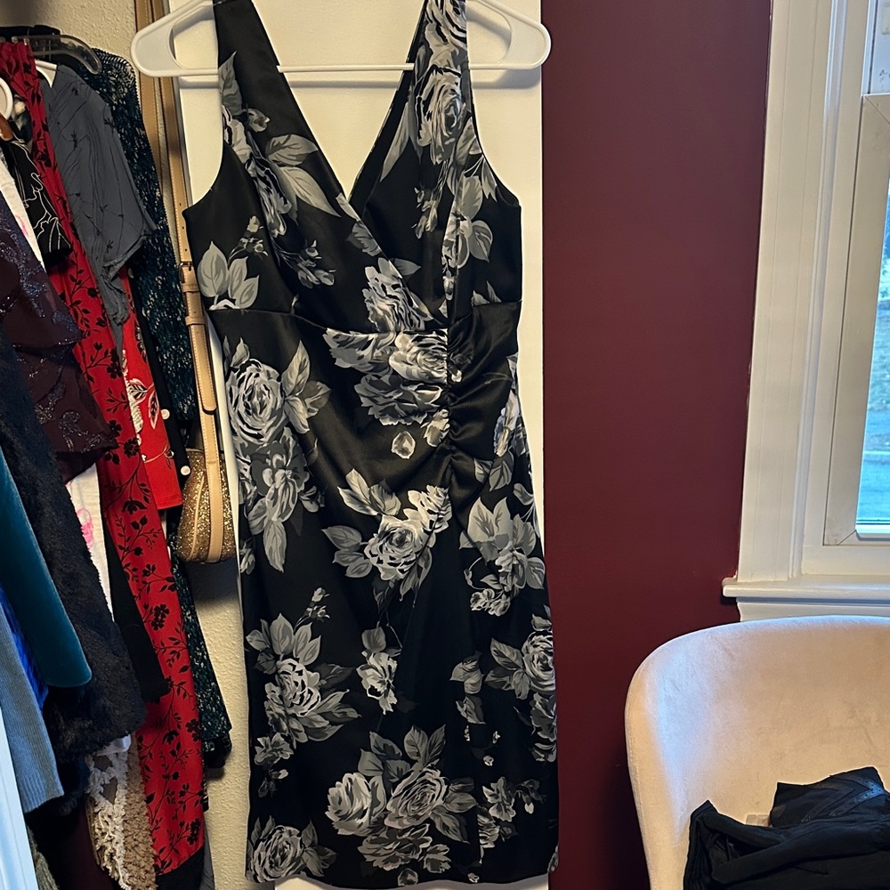 Floral Black and Gray Dress
